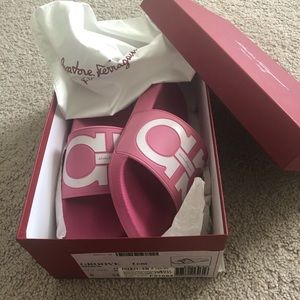 Pink Ferragamo slides